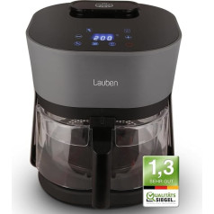 Lauben Glass&Steam 4500BG Air Fryer with Glass Fryer Basket, Steam Function, 8 Programmes, Manual Time and Temperature Setting, Dishwasher Safe Basket, Container Volume 4.5 L