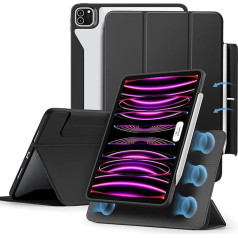 ESR Hybrid Case saderīgs ar iPad Pro 12,9 collu 2021 (5. paaudzes), noņemams magnētiskais vāciņš, regulējams portreta/horizontālais statīvs, Rebound 360 Series, melns