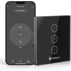 Etersky WiFi WiFi Roller Shutter Timer Switch Smart žalūziju slēdža slēdzis ar skārienjūtīgu paneli, saderīgs ar Alexa Google Home, App tālvadības pults aizkaru markīzēm [nulles vadītspējīgs vadītājs