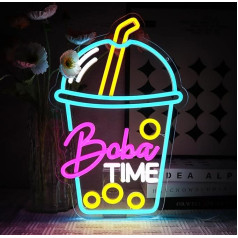 OYCGZV Boba Time Neon Sign Bubble Tea LED Neon Sign Wall Boba Time Neon Sign Drink LED Sign for Coffee Bar Restaurant Cafe Store Shop Boba Tea Party Drink Shop Pub Club Decor