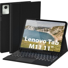 DoohowCase korpuss ar tastatūru Lenovo Tab M11 planšetdatoram 11 collas, Bluetooth QWERTZ tastatūra ar 7 krāsu apgaismojumu Lenovo Tab M11 planšetdatoram 11 collas, melns