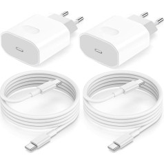 25 W ātrās uzlādes lādētājs iPhone 15/15 Pro/15 Pro Max/15 Plus/iPad, 2 USB C lādētāju komplekts, 2 m ātrās uzlādes kabelis iPad Pro/Air 2024/Mini/iPad 10. paaudzes iPad, PD 3.0 barošanas adapteris