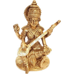 Misiņa statuete Sarasvati (Saraswathi): Zinību dieviete, Sarasvati elks Mūzika un māksla; dekors Dāvana (11237)