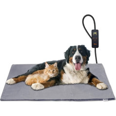 Toozey Cat & Dog Indoor Heating Mat - [British Plug], regulējams laiks un temperatūra, droša elektriskā sildīšanas sega jaundzimušajiem/maziem/vecākiem kaķiem un suņiem (90 x 60 cm)