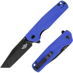 OKNIFE Ratel Pocket Knife, EDC/Everyday Folding Knife with 154 cm Stainless Steel Blade, 8.1 cm Tanto Blade and G10 Handle, Flipper Tab and Pocket Clip, for Outdoor, Camping, Survival (Blue)