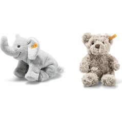 Steiff 242656 Floppy Trampili Elephant, 20 cm, Grey Violet, plīša rotaļlieta Guļošs un mīksts Mīkstie draugi Honey Teddy Bear, gaiši pelēks, 18 cm, Teddy no pūkaina plīša