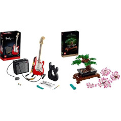 LEGO 21329 Ideas Fender Stratocaster DIY ģitāras komplekts un 10281 Bonsai koks, mākslīgo augu komplekts pieaugušajiem, Valentīndienas dāvana, botānikas kolekcija, mājas dekors, istabas dekors