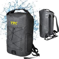 YPC Wayfarer Outdoor Backpack - Hiking Backpack with RollTop, Trekking Backpack, Waterproof Bicycle Backpack, Camping Backpack with Shoulder Straps & Carry Handle, XL, Black - 25 Litres, black