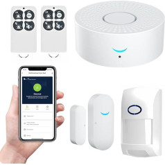 eMylo WiFi + RF viedā mājas signalizācijas sistēma, viedās signalizācijas komplekts, viedā signalizācija, tālvadības pults, durvju un logu detektors, infrasarkanais detektors, saderīgs ar Smart Life un TUYA lietotni