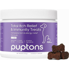 puptons Dog Itching & Immunity Dog Treats Stop Itching Licking & Scratching Soothes Itchy Paws Skin Ears Eyes for Small Medium Large Dogs (180