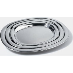 Alessi Servierplatte, Edelstahl, Silber, 10 x 25 x 29,5 cm