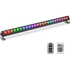 UKing 100 W akumulatora skatuves gaisma, uzlādējams akumulatora prožektors, 24 gabali, RGB 3-in-1 LED diodes, DJ ballīšu gaisma, DMX512 āra sienas apgaismojums ballītēm, klubiem, bāriem, kāzām, Helovīnam, iepakojums