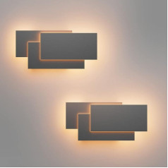 Klighten 2 Pack LED sienas lampas iekštelpās 24 W moderns sienas lampas LED sienas apgaismojums viesistabai guļamistabai kāpņu telpai gaitenim koridoram silti balta 3000 K tumši pelēka