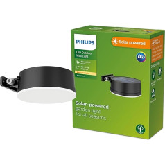 Philips āra saules apgaismojuma sienas lampas 1,5 W dienas gaismas sensors apaļš 2700 Kelvīnu IP44, izturīgs pret laikapstākļiem, melns