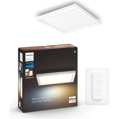 Philips Hue White Ambiance Aurelle paneļa gaisma, balta, ar dimmera slēdzi, 2200 lm, 30 x 30 cm, regulējama, visi baltie toņi, vadāma ar lietotni, saderīga ar Amazon Alexa (Echo, Echo Dot)