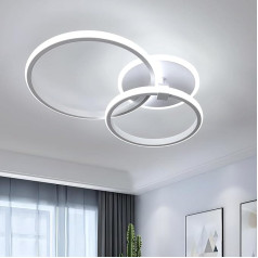 Comely LED griestu gaisma, 42 W, 4700 lm, moderna apaļa LED griestu gaisma, auksti balta 6500 K, 3 gredzeni, balta griestu gaisma dzīvojamai istabai, guļamistabai, virtuvei, ēdamistabai, diametrs 52 cm