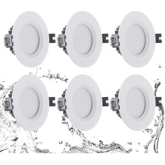 ZHILIAN LED iegremdētais starmešu apgaismojums Ultra Flat LED vannas istabas padziļinājumā 7 W 230 V IP44 650 LM Cool White 6000 K Vannas istabas griestu LED uzstādīšanas dziļums 35 mm Padziļinājumā iebūvētas gaismas vannas istabai Dzīvojam