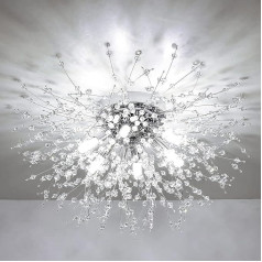 Rayofly Modern Kistall Griestu gaisma Dzīvojamā istaba, Fireworks Crystal Griestu gaisma Guļamistaba, 6 spuldzes Kristāla lustra, Chrome Dimmable Pendant Light Guļamistaba, ēdamistaba, gaitenis, priekšnams, virtuve