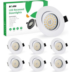 Bojim LED iegremdējamais starmešu apgaismojums 230 V, 6 x 5,5 W Spot Ultra Flat 30 mm, 3 līmeņu dimmējamie padziļinājumā iebūvētie gaismekļi 600 LM 3000 K Warm White, IP20 iegremdējamais starmešu apgaismojums 68-80 mm, griestu starmeši balti