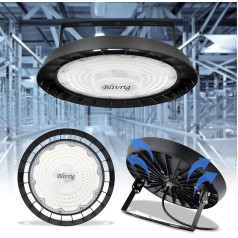 Blivrig 200 W LED UFO iekštelpu prožektors Rūpnieciskā lampa 6500 K Cool White 20000 LM, 216 LED piekaramie gaismekļi 230 V ar kabeli, IP65 ūdensizturīgs LED piekaramais apgaismojums iekštelpu apgaismojumam ģimnāzijām, rūpnīcām