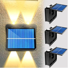 EBUYFIRE Pack of 4 Solar Wall Lights Outdoor Up and Down Lights with 4 x LED Warm Lamp Wall Solar Light Wireless Waterproof Lighting IP65 Waterproof Solar Lights for Garden Garage Yard (Warm White x