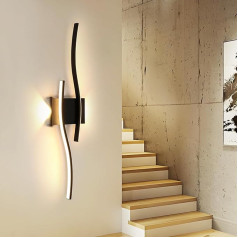 Comely Creative Line Wall Light LED iekštelpu moderns 20 W silti balts LED sienas apgaismojums dzīvojamai istabai guļamistabai koridoram kāpnēm, 3000 K, melns, 59 cm