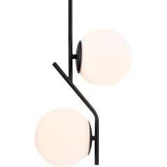 Alighting Mid Century Modern Pendant Light Melna stikla piekaramā gaisma virtuves salai 2 spuldzes E14 (bez spuldzēm)