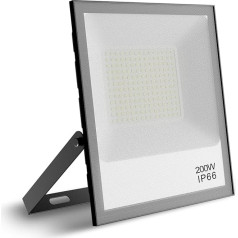 Tayire 200 W āra LED prožektors, 20000 LM prožektors, IP66 āra prožektors, 6500 K, prožektors, vēss balts prožektors, prožektors pagalmam, piebraucamajam ceļam, garāžai, priekšnamam