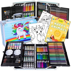 Ak, māksla! Painting Case for Children Painting Box Aluminium Case 145 Elements 35 x 25 x 9 cm Art Set Blue