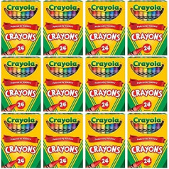 CRAYOLA krāsainie zīmuļi, 12 iepakojumi ar 24 dažādām krāsām