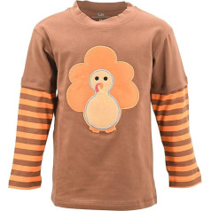 Unique Baby Unisex Layered Thanksgiving Turkey Shirt - Braun - 4 Jahre