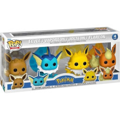 Funko Pop Pokemon: 4 Pack Eevee / Vaporeon / Jolteon / Flareon - Eevi / Aquali / Voltali / Pyroli