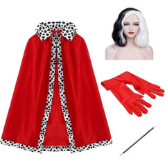 OBEEII Pack of 4 101 Dalmāciešu kostīms Parūku cimdu turētājs Komplekts Aksesuāri Kostīms bērniem pieaugušajiem Halloween Cosplay Birthday Party Dress Up Costume