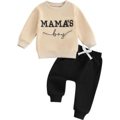 Geagodelia Bērnu zēnu apģērbu apģērbu komplekts Mama's Boy Long-Sleeved Sweatshirt + bikses Newborn Soft Baby Set Two Piece