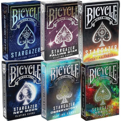 Bicycle spēļu kārtis 6 kāršu kolekcionējams komplekts | Bicycle Stargazer New Moon | Stargazer Observatory | Stargazer Nebula | Bicycle Stargazer Sunspot | Bicycle Stargazer Sunspot | Bicycle Asteroid