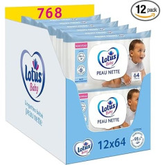 Lotus Baby Lotus Clean Skin-Baby - bērnu salvetes - 12 iepakojumos pa 64 salvetēm