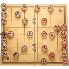 Stratēģijas galda spēles 2 spēlētājiem, ķīniešu bērza šaha komplekts, portatīvais Xiangqi ar saliekamo galdu, galda mācību spēle (3,8 cm/1,5 collas)