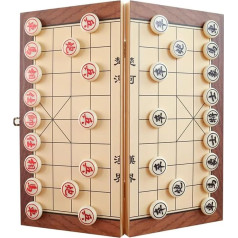 Ķīniešu šaha spēle ar saliekamo koka tāfeli, pārnēsājama, magnētiska, Xiangqi, tradicionāla, klasiska, izglītojoša stratēģijas spēle, ceļojumu spēle iesācējiem (izmērs: 15,3 x 15,3 collas)