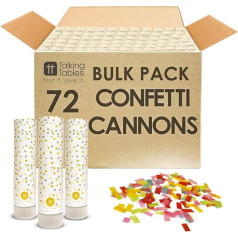 72 x Confetti Cannons Dzimšanas diena Kāzu varavīksnes krāsaina papīrs Popper Papīra šāvēja papīra Bulk Supplies