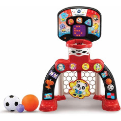 VTech 3-in-1 sporta centrs, bērnu interaktīvā rotaļlieta ar krāsām un skaņām, izglītojoša rotaļlieta ar lomu spēlēm, piemērota zēniem un meitenēm no 12 līdz 36 mēnešiem (sarkanā/melnā krāsā)