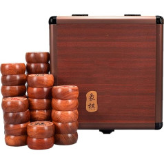 Ķīnas Xiangqi Rosewood šaha komplekts 2 spēlētājiem, tradicionālais pārnēsājamais ķīniešu ceļojumu šaha komplekts ar ādas šaha dēli un dāvanu kastīti (5,8 cm/2,3 collas)