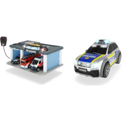 Dickie Toys SOS glābšanas stacija ar policiju, ugunsdzēsēju brigādi un ātro palīdzību, 31 x 22 x 16 cm & 203714013 Volkswagen VW Tiguan R-Line, policijas auto ar gaismu un skaņu, 25 cm, no 3 gadiem, daudzkrāsains