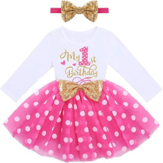 FYMNSI Baby Girl Toddler My 1st / 2nd / 3rd Birthday Long Sleeve Tutu Dress with Bow Headband 2 Piece Clothing Set Photo Props