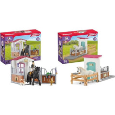 SCHLEICH 42569 Zirgu klubs Zirgu kaste ar zirgu klubu Tori un princese & 42569 Zirgu klubs Zirgu kaste, 21 detaļu rotaļu komplekts Zirgu figūra un mājīga zirgu kaste, rotaļlieta bērniem no 5 gadiem