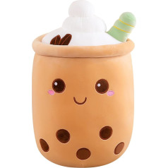 PLUSHCEWT Bubble Tea Cuddly Toy Soft Toy Cute Boba Milk Tea Plush Pillow Doll Giant Plush Toys Stuffed Teacup Pillow for Kids Gift 50cm (Brown)