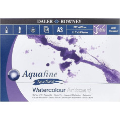 Daler-Rowney Aquafine aukstā spieduma akvareļkrāsas un guaša, 1,4 mm biezas, A3, dabiski baltas, līmētas vienā pusē, 10 lapas, ideāli piemērotas profesionāļiem un iesācējiem, māksliniekiem un studentiem, nesatur skābes.