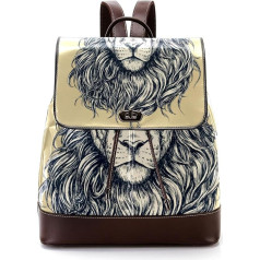 Pster Lion Vector Illustration Personalizētas skolas somas Grāmatu somas pusaudžiem, daudzkrāsainas, 27 x 12,3 x 32 cm, mugursomas mugursomas, daudzkrāsains