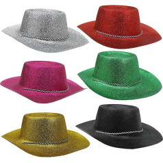 Cowboy Or Cowgirl Hat Fancy Dress Hat in Sparkling Colours = 10 = Glitter Cowboy Hat Saņemot cepuri Piemērots kostīms = Pieejams 6 dažādās krāsās + Pieejams dažādos daudzumos un ir lieliski piemērots Fancy Dress / Halovīni / Fancy Dress un Vis