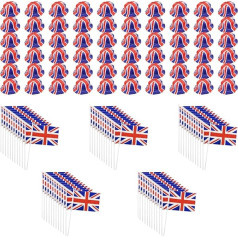 Union Jack aksesuāri pieaugušajiem 60 x Bowler cepures + 60 x Union Jack rokas karodziņi - plastmasas cepure un auduma britu roku aušanas karogs