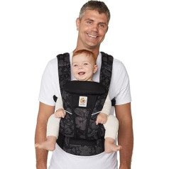 Ergobaby All Carry Positions elpojošs tīklveida zīdaiņu nēsātājs jaundzimušajiem un maziem bērniem ar uzlabotu jostas balstu un gaisa cirkulāciju (7-45 lbs), Omni Breeze, Onyx Blooms